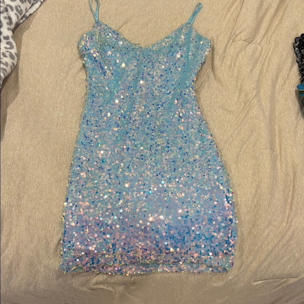 Windsor Light Blue Sequin Detail Dress